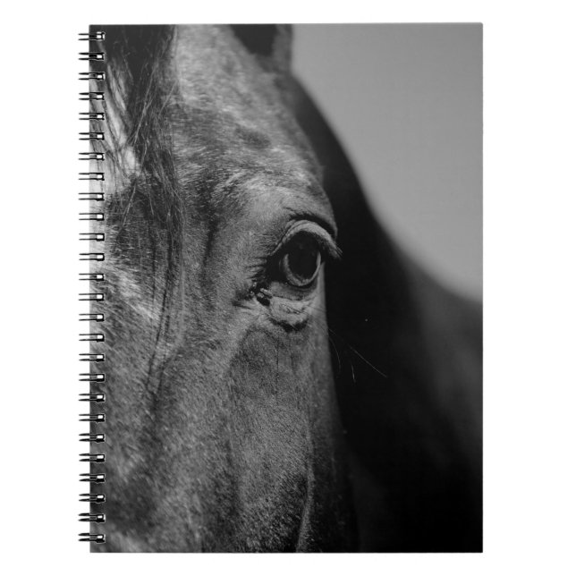 Schwarz-weißes Horseaugenkunstwerk Notizblock (Vorderseite)