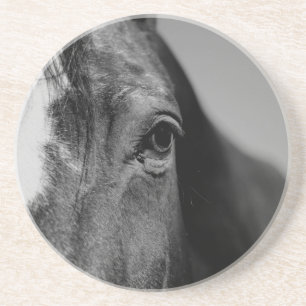 Schwarz-weißes Horseaugenkunstwerk Sandstein Untersetzer
