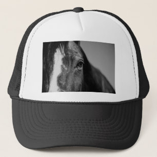 Schwarz-weißes Horseaugenkunstwerk Truckerkappe