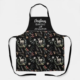 Schwarz-weißes individuelles Weihnachtsbacken mit Schürze