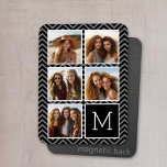 Schwarz-weißes Instagramm 5 Foto Collage Monogramm Magnet<br><div class="desc">Hintergrund: Ein optionales Zickzack Muster - Verwenden Sie fünf quadratische Fotos,  um ein einzigartiges und persönliches Geschenk zu kreieren. Oder man behalte den Hipster Welpe und macht einen trendigen Sake. Wenn Sie die Bilder anpassen müssen,  klicken Sie auf das Werkzeug anpassen,  um Änderungen vorzunehmen.</div>