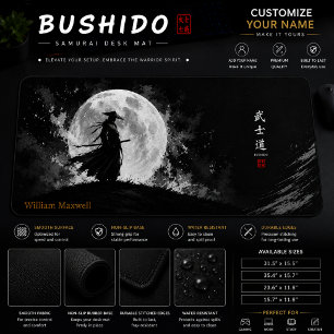 Schwarz-weißes japanisches Krieger-Gaming-Mauspad Schreibtischunterlage