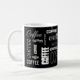 Schwarz-weißes KAFFEE! Bezeichnung des Typografie Kaffeetasse