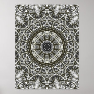 Schwarz-weißes Kaleidoskopmuster Poster