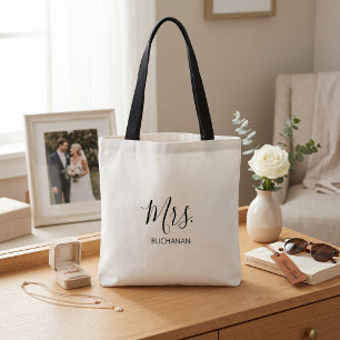 Schwarz-weißes kalligrafisches Minimalistisches B Tasche