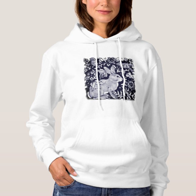 Schwarz-weißes Kaninchenmuster Hoodie (Vorderseite)
