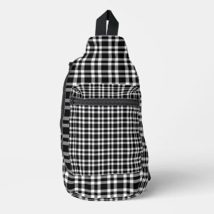 Schwarz-weißes Karomuster Crossbody Bag