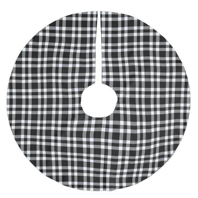 Schwarz-weißes Karomuster Polyester Weihnachtsbaumdecke (Vorderseite)