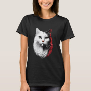 Schwarz-weißes Katzen-Gesicht T-Shirt