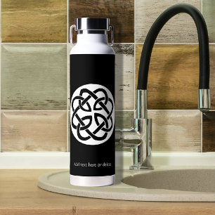 Schwarz-weißes keltisches Knotenmuster-Kreissymbol Trinkflasche