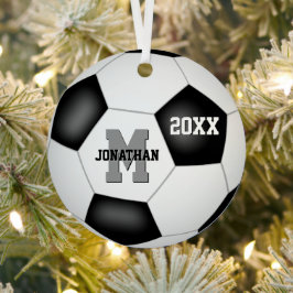 Schwarz-weißes Kindermädchen Sportfußball Ornament Aus Metall