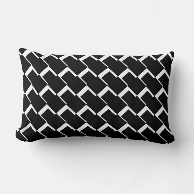 Schwarz-weißes Kissen, Lumbalkissen 13" x 21" Lendenkissen (Vorderseite)