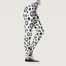 Schwarz-weißes Kleeblatt Muster St. Paddy's Day Leggings