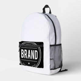 Schwarz-weißes kreisförmiges Abzeichen-Logo Bedruckter Rucksack