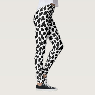 Schwarz-weißes Kuhfellmuster Leggings