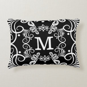 Schwarz-weißes kundenspezifisches Monogramm Zierkissen
