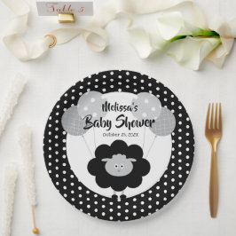 Schwarz-weißes Lamm Niedlich Sweet Modern Baby Dus Pappteller