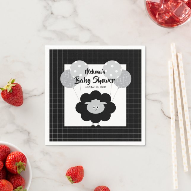 Schwarz-weißes Lamm Niedlich Sweet Modern Baby Dus Serviette (Beispiel)