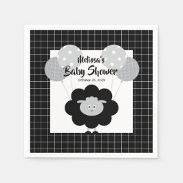 Schwarz-weißes Lamm Niedlich Sweet Modern Baby Dus Serviette
