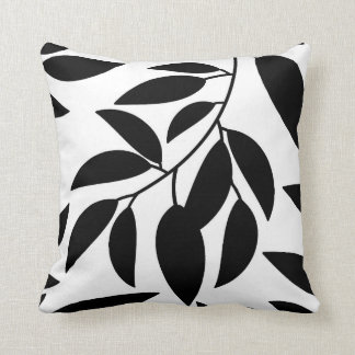 Schwarz-weißes Leaf-Silhouette-Kissen Kissen
