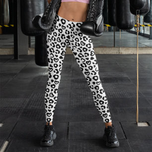 Schwarz-weißes Leopard-Herz-Muster Leggings