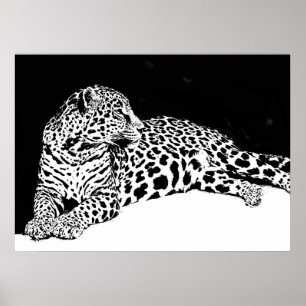 Schwarz-weißes Leopard Poster Pop Wilhelm Tell