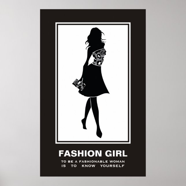 Schwarz-weißes Leopardendruckposter für Mode-Girl Poster (Vorne)