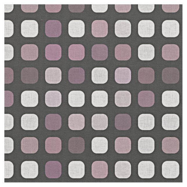 Schwarz-weißes Lila Retro-Chic Round-Square-Muster Stoff (Nahaufnahme)