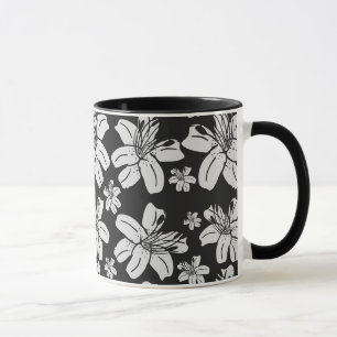 Schwarz-weißes Lilienmuster Tasse