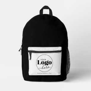 Schwarz-weißes Logo-Branding Bedruckter Rucksack