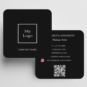Schwarz-weißes Logo für Social Media QR Quadratische Visitenkarte