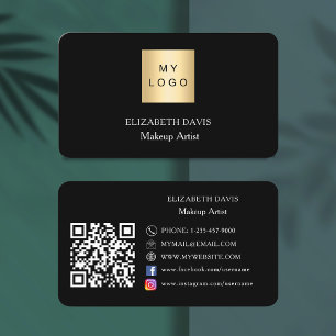 Schwarz-weißes Logo Qr Code Social Media Visitenkarte