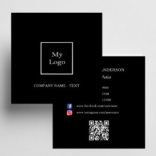 Schwarz-weißes Logo QR Premium Quadratische Visitenkarte