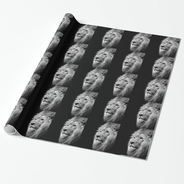 Schwarz-weißes Löwenportrait - Tierfotografie Geschenkpapier (Ungerollt)