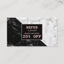 Schwarz-weißes Marble Gold Makeup Artist Referendu Empfehlungskarte