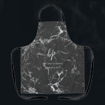 Schwarz-weißes Marmorbetriebspersonal Einheitliche Schürze<br><div class="desc">Schwarz-weißes Marmorbetriebspersonal Einheitliche Monogramm-Schürze</div>
