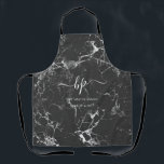 Schwarz-weißes Marmorbetriebspersonal Einheitliche Schürze<br><div class="desc">Schwarz-weißes Marmorbetriebspersonal Einheitliche Monogramm-Schürze</div>