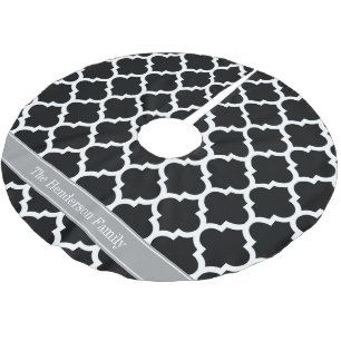 Schwarz-weißes marokkanisches #5 Dark Gray Name Mo Polyester Weihnachtsbaumdecke