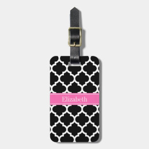 Schwarz-weißes Marokkanisches #5 Hot Pink #2 Name  Gepäckanhänger