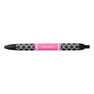 Schwarz-weißes Marokkanisches #5 Hot Pink #2 Name Kugelschreiber