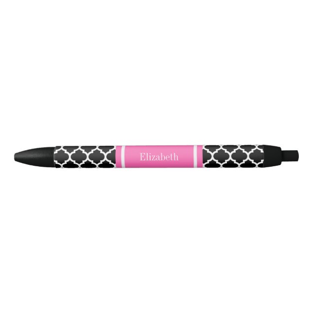 Schwarz-weißes Marokkanisches #5 Hot Pink #2 Name  Kugelschreiber (Vorderseite)