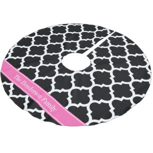 Schwarz-weißes Marokkanisches #5 Hot Pink #2 Name  Polyester Weihnachtsbaumdecke
