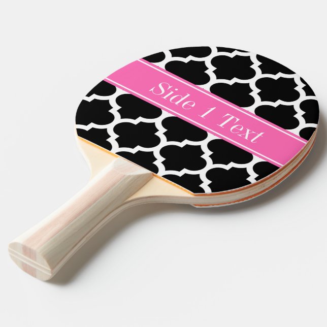 Schwarz-weißes Marokkanisches #5 Hot Pink #2 Name  Tischtennis Schläger (Vorderseite)