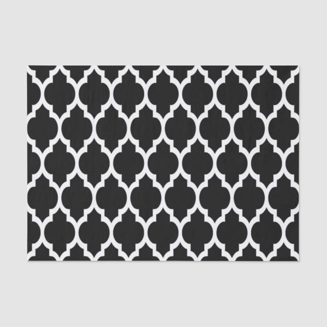 Schwarz-weißes marokkanisches Quatrefolienmuster # Seidenpapier (Vorderseite)