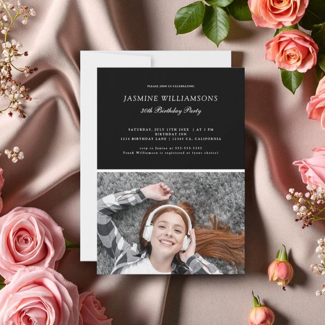 Schwarz-weißes Minimalistisches Foto Einladung (Von Creator hochgeladen)