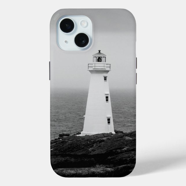 Schwarz-weißes Minimalistisches Leuchtturm Case-Mate iPhone Hülle (Rückseite)
