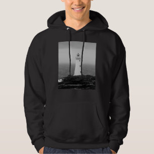 Schwarz-weißes Minimalistisches Leuchtturm Hoodie