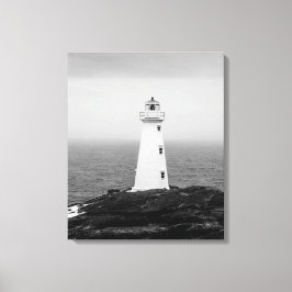 Schwarz-weißes Minimalistisches Leuchtturm Leinwanddruck