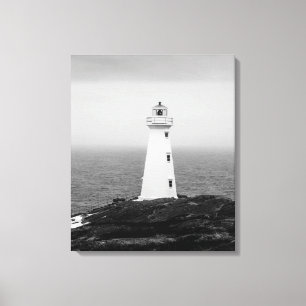 Schwarz-weißes Minimalistisches Leuchtturm Leinwanddruck