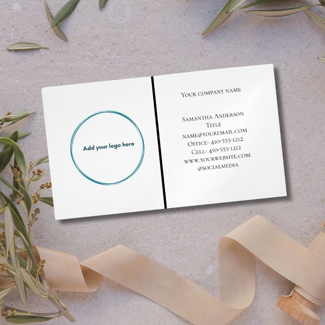 Schwarz-weißes Minimalistisches Logo Magnetische Visitenkarte (Logo Business Card Minimalist Black White, Business Card Magnet with Logo)